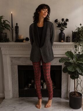The Limited Black & White Polka Dot Blazer with Black Shawl Collar Size 12